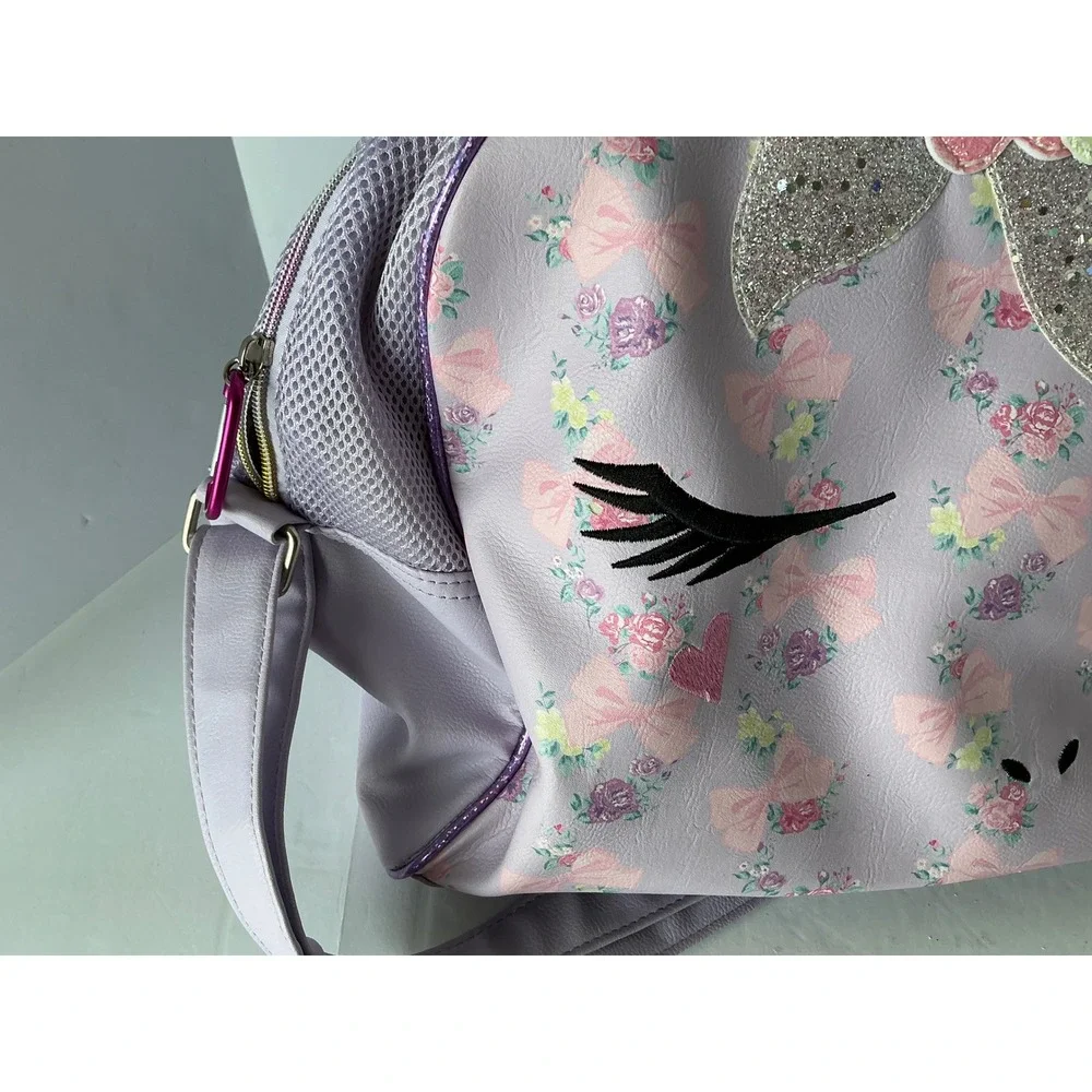 OMG Accessories Unicorn Duffle Bag Floral Glitter Tiara Lavender Kids Travel Bag